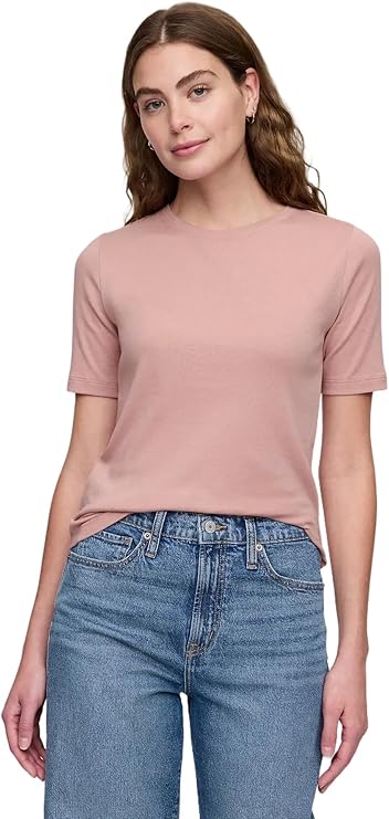Women's Ribbed Crewneck Tee T-Shirt