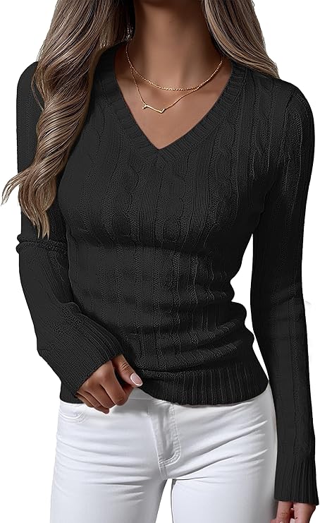 Womens Long Sleeve Cable Knit Sweater
