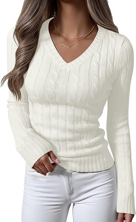 Womens Long Sleeve Cable Knit Sweater
