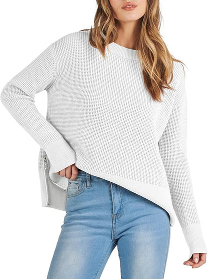 Womens 2025 Fall Waffle Sweaters Long Sleeve