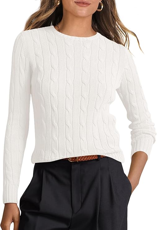 Womens Long Sleeve Cable Knit Sweater