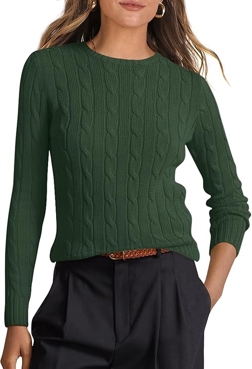 Womens Long Sleeve Cable Knit Sweater